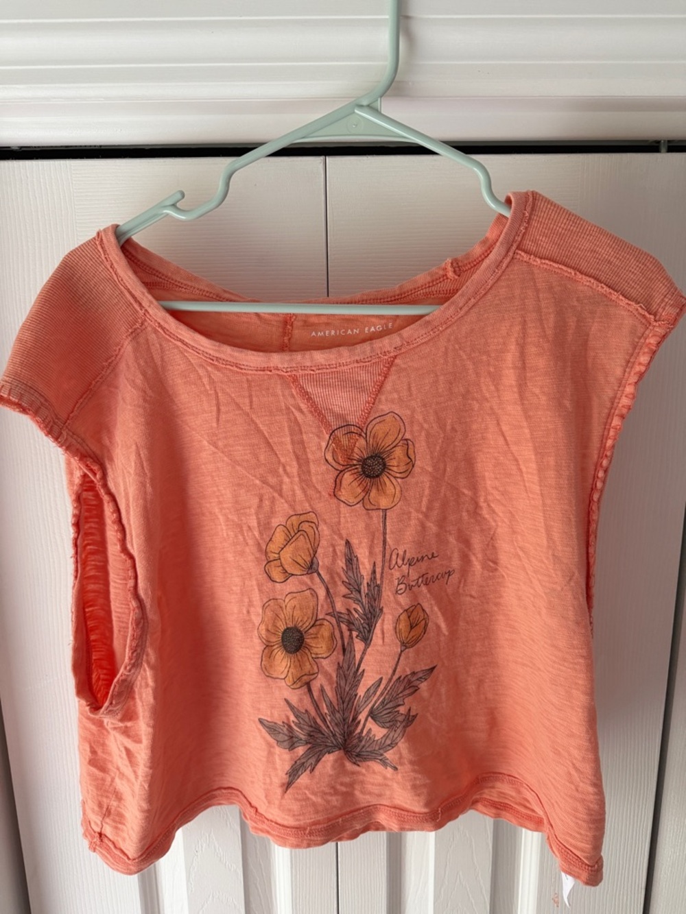 American Eagle Outfitters Coral Floral Boxy Tee